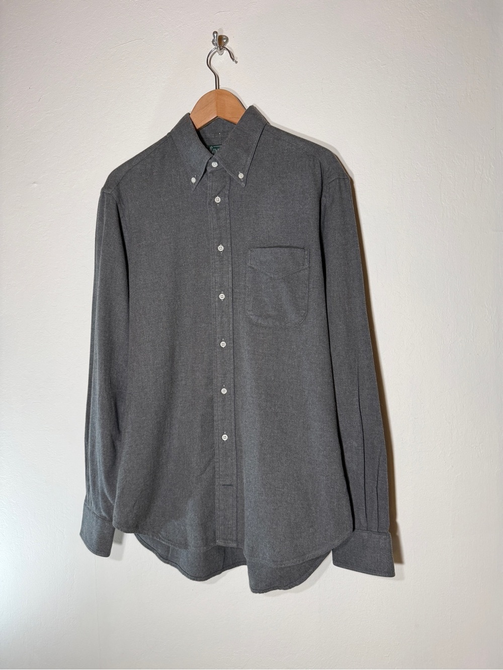 Gitman Bros Vintage Flannel, charcoal gray, button-down, chest pocket.